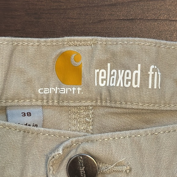 CARHARTT MENS SHORTS RELAXED FIT KHAKIS TAN FLAT FRONT - Picture 2 of 6